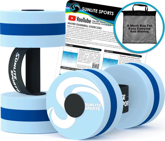 Large Water Dumbbells with Handle Strip (Aqua Blue Premium)