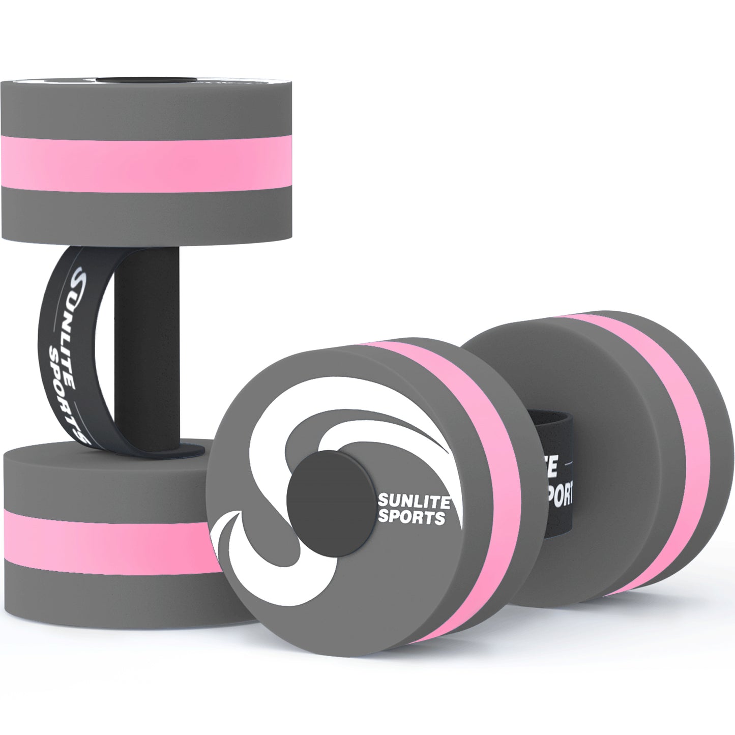 Large Water Dumbbells with Handle Strip (Grey Pink Premium)