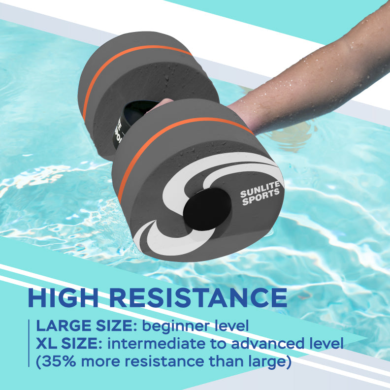 Large Water Dumbbells with Handle Strip (Grey Orange Premium)