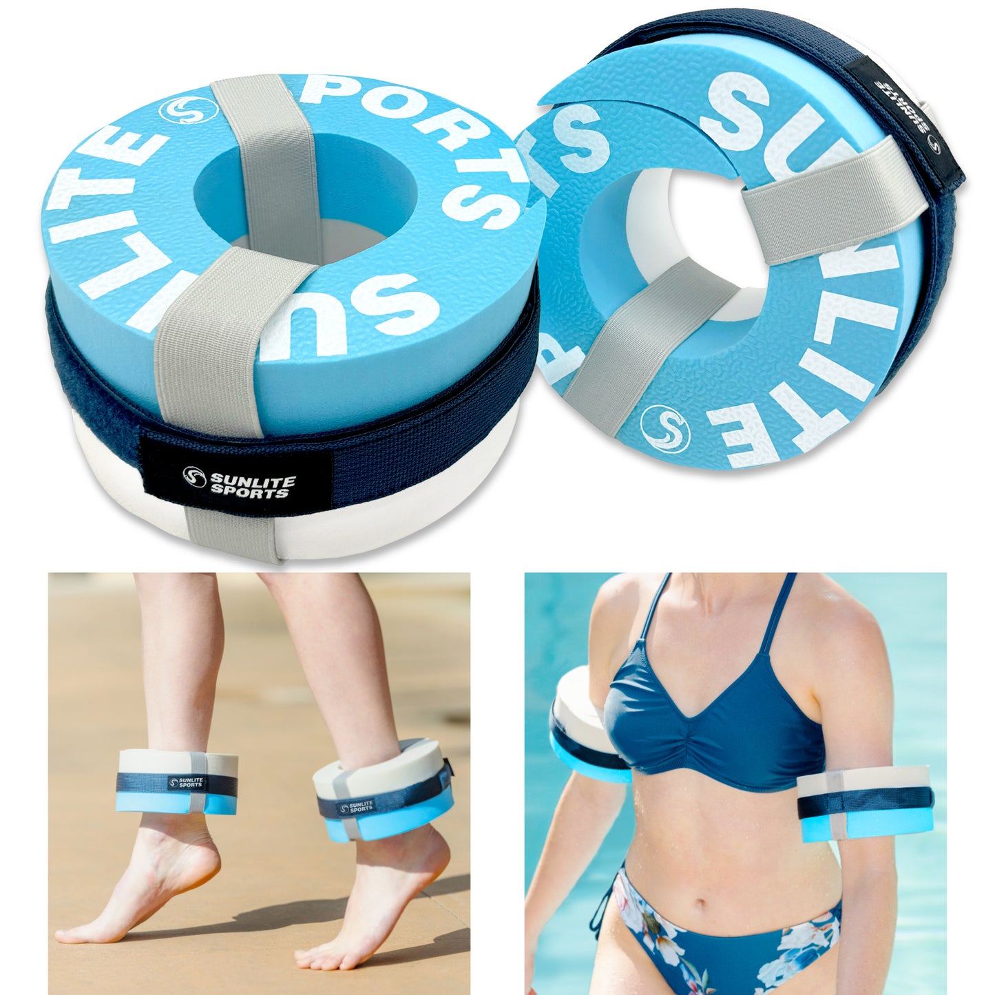 Aquatic Fitness Cuffs, Water Aerobics Float Ring with Adjustable Webbing