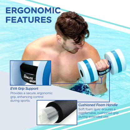 Large Water Dumbbells with Handle Strip (Aqua Blue Premium)