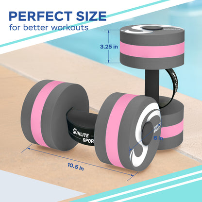 Large Water Dumbbells with Handle Strip (Grey Pink Premium)