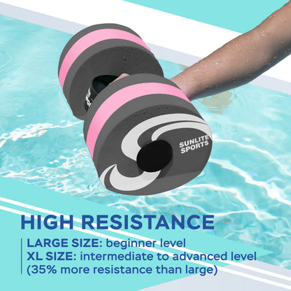Large Water Dumbbells with Handle Strip (Grey Pink Premium)