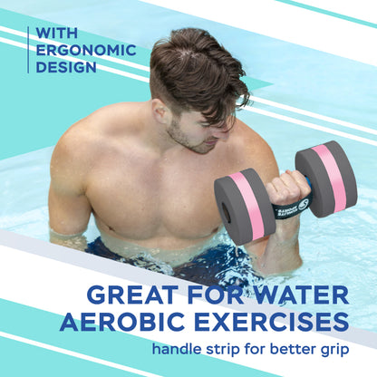 Large Water Dumbbells with Handle Strip (Grey Pink Premium)