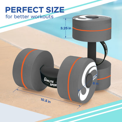 Large Water Dumbbells with Handle Strip (Grey Orange Premium)
