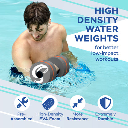 Large Water Dumbbells with Handle Strip (Grey Orange Premium)