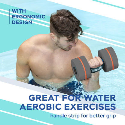 Large Water Dumbbells with Handle Strip (Grey Orange Premium)