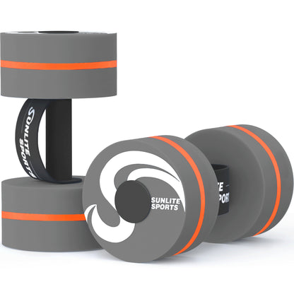 Large Water Dumbbells with Handle Strip (Grey Orange Premium)