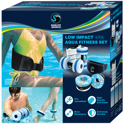 Aqua Fitness Complete Set With Training Manual, Mesh Bag, Aqua Dumbbells, Swim Belt and Aqua Cuffs