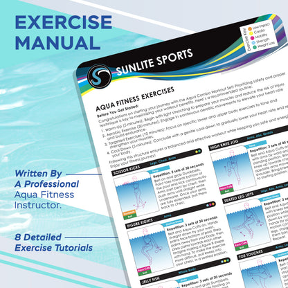 Aqua Fitness Complete Set With Training Manual, Mesh Bag, Aqua Dumbbells, Swim Belt and Aqua Cuffs
