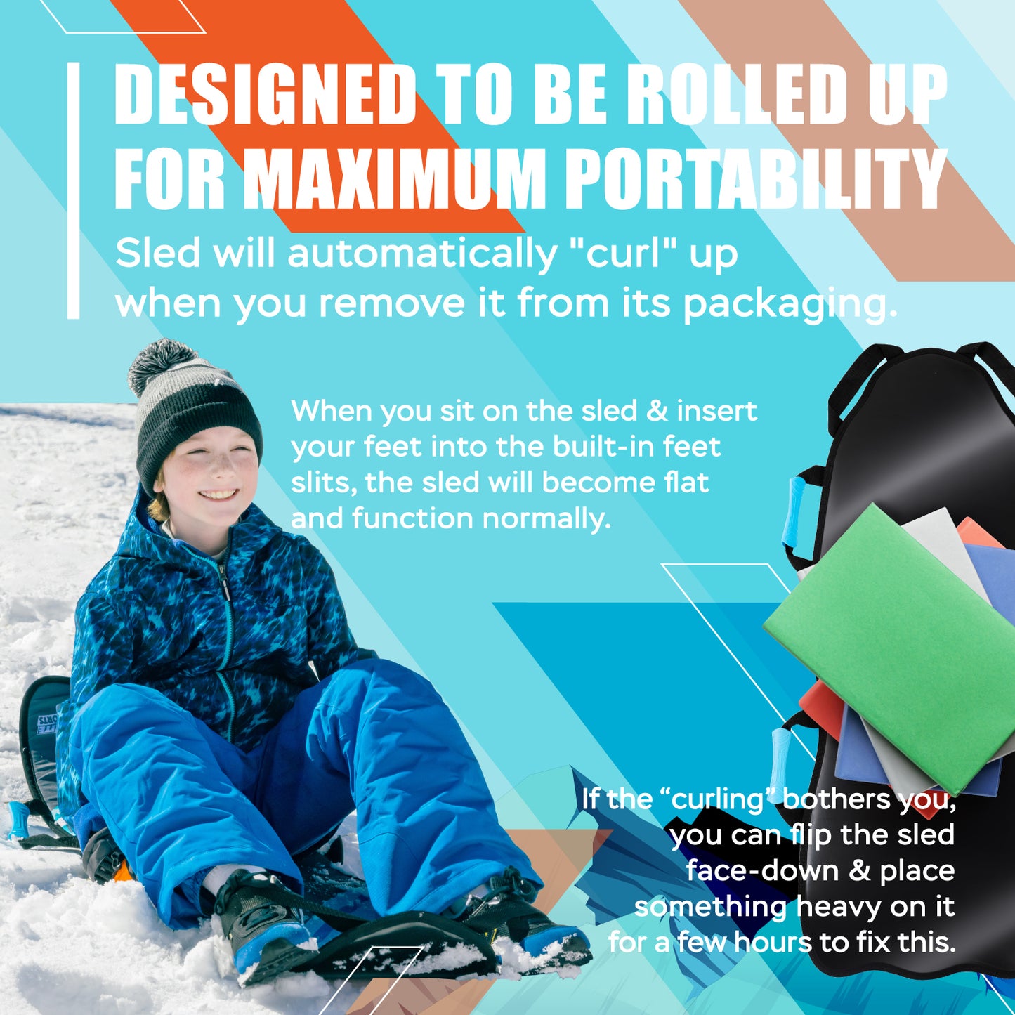 Winter Wonderland 45" Foldable Snow Sled with Extra Padding