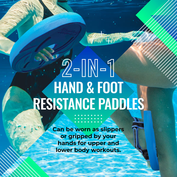 2-in-1 Resistance Hand and Feet Paddles (Blue Large)