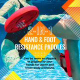 2-in-1 Resistance Hand and Feet Paddles (Red Small)