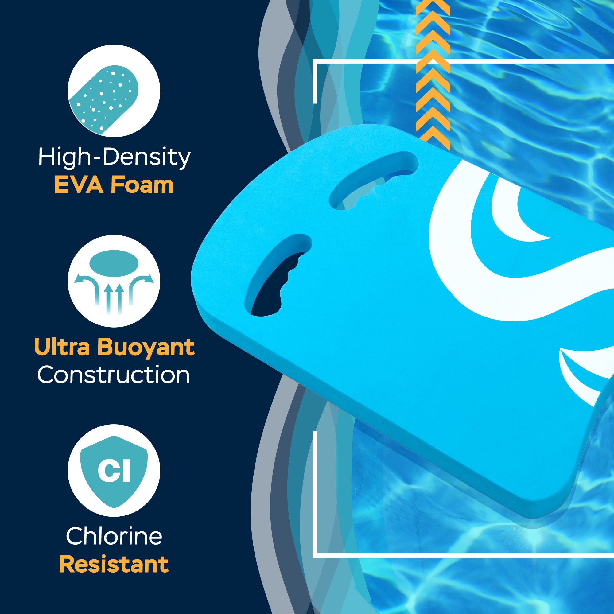 Kickboard Design Kickboard With Ergonomic Handles New Design (BLUE) – Sunlite Sports