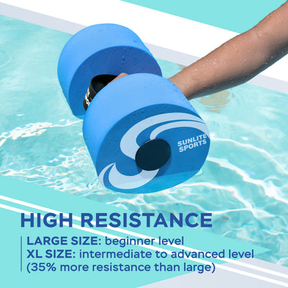 Large Water Dumbbells with Handle Strip (Blue)