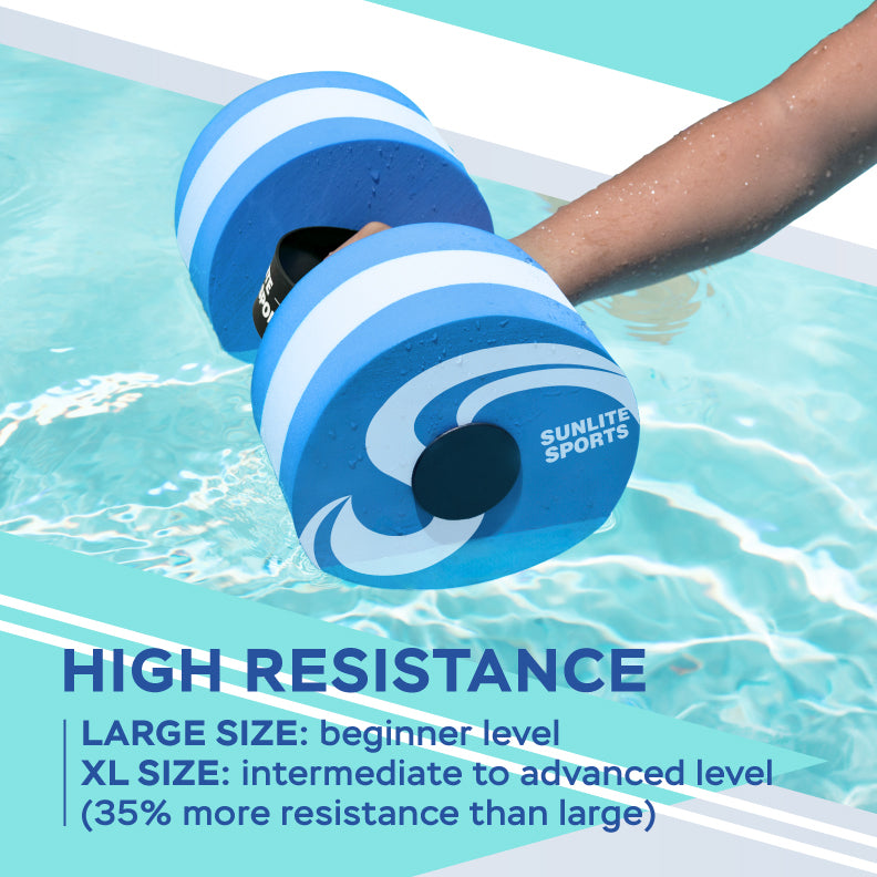 Large Water Dumbbells with Handle Strip (Striped Blue)