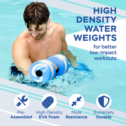 Large Water Dumbbells with Handle Strip (Striped Blue)