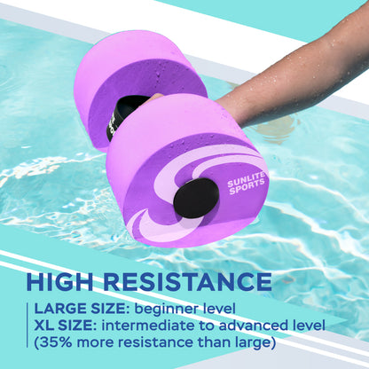 Large Water Dumbbells with Handle Strip (Purple)