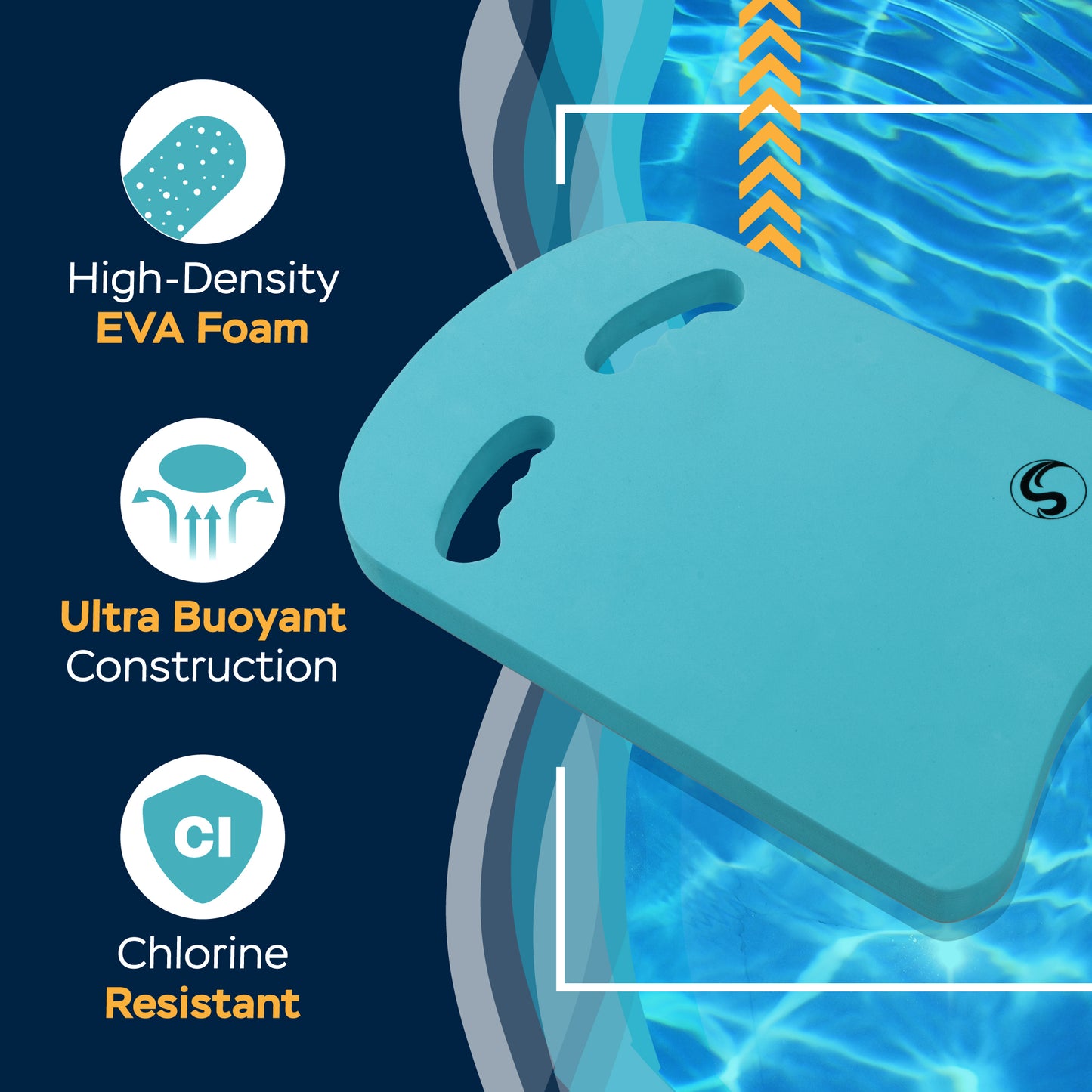 Kickboard With Ergonomic Handles (Aqua Blue)