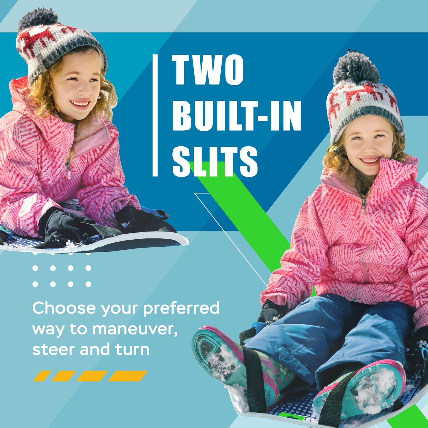 Premium Captain Ice Racer 45" with LED Foldable Snow Sled