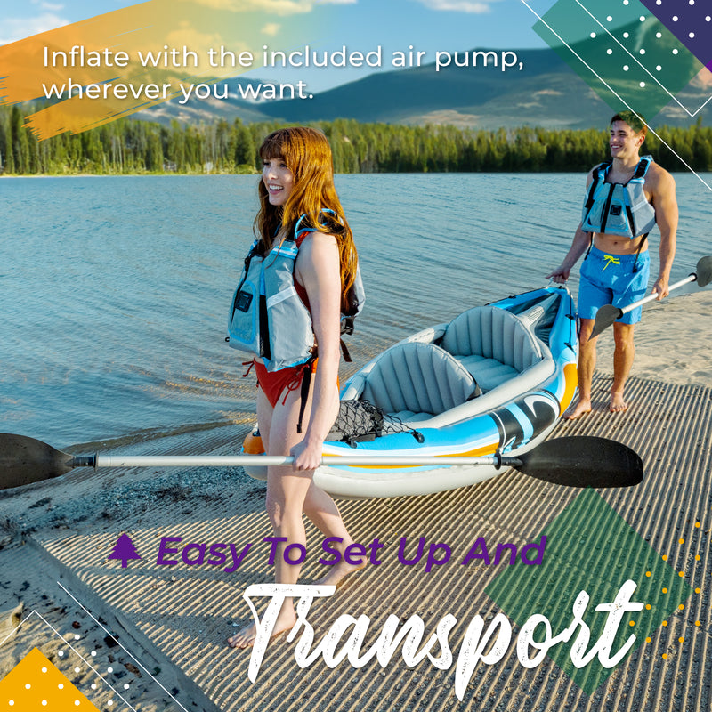 Explore the Water with the S2 Chesapeake 2-Person Inflatable Kayak - 2  Seats, 2 Paddles – Sunlite Sports